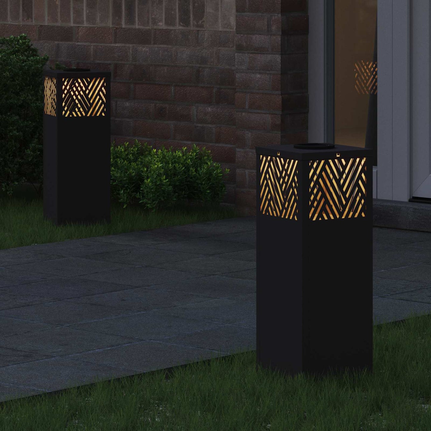 vidaXL Solar LED Pathway Light 2 pcs Black Cold Rolled Steel