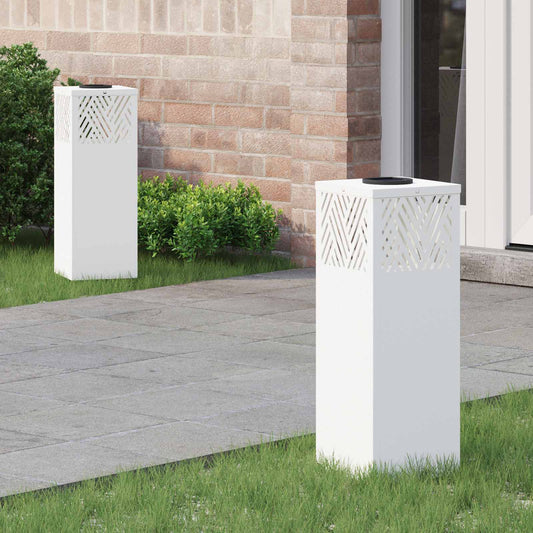vidaXL Solar LED Pathway Light 2 pcs White Cold Rolled Steel