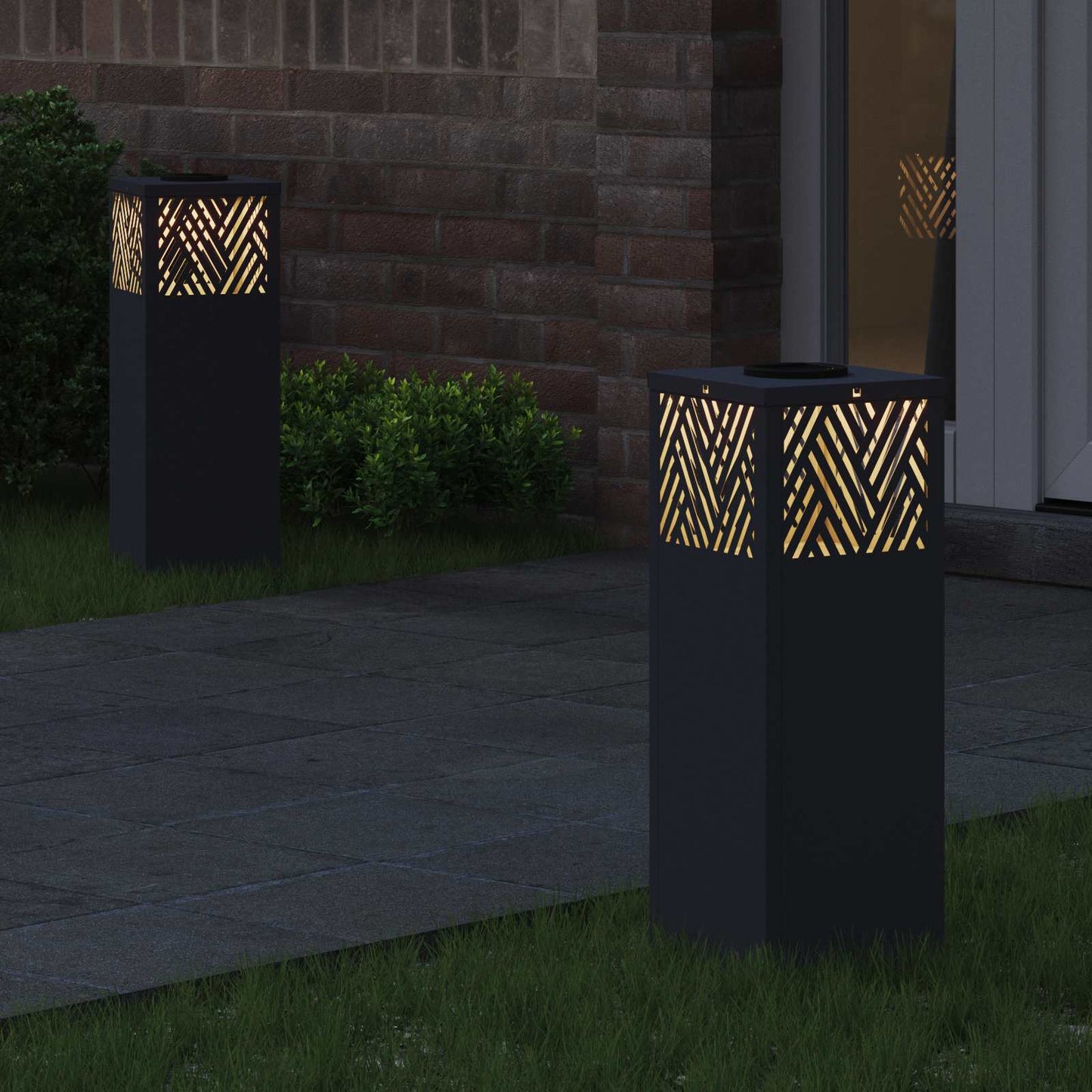 vidaXL Solar LED Pathway Light 2 pcs Anthracite Cold Rolled Steel