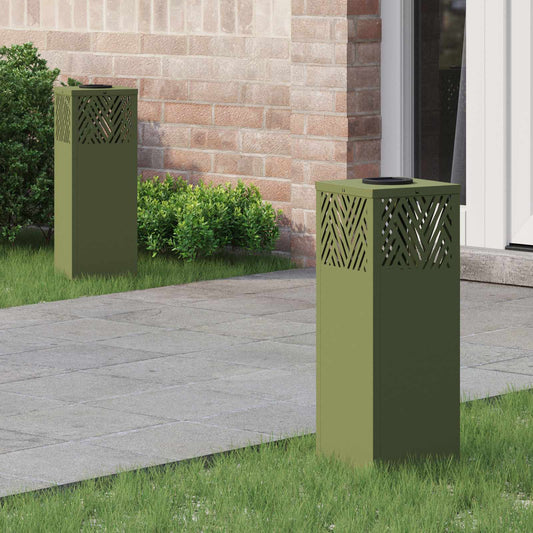 vidaXL Solar LED Pathway Light 2 pcs Olive Green Cold Rolled Steel