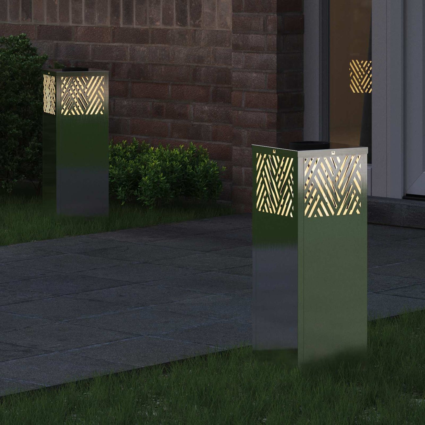 vidaXL Solar LED Pathway Light 2 pcs Silver Stainless Steel