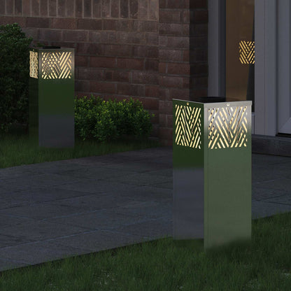 vidaXL Solar LED Pathway Light 2 pcs Silver Stainless Steel
