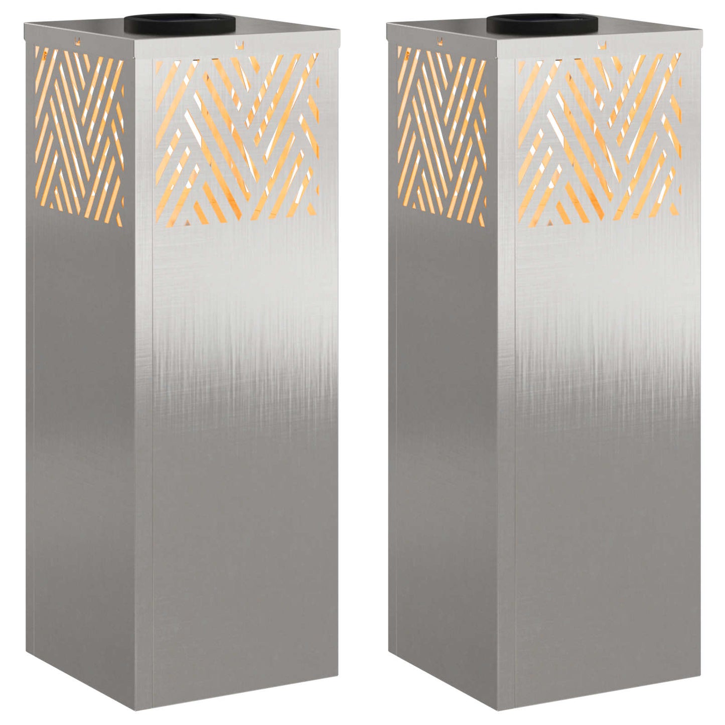 vidaXL Solar LED Pathway Light 2 pcs Silver Stainless Steel