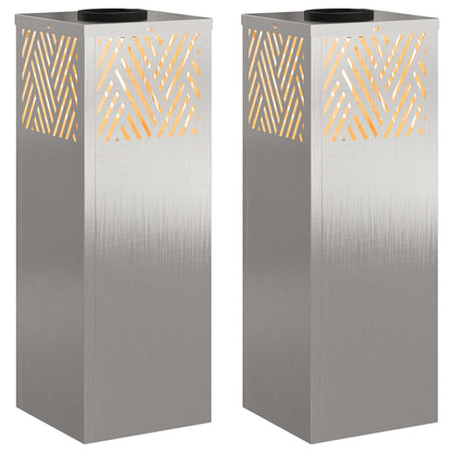 vidaXL Solar LED Pathway Light 2 pcs Silver Stainless Steel