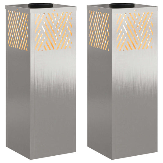 vidaXL Solar LED Pathway Light 2 pcs Silver Stainless Steel