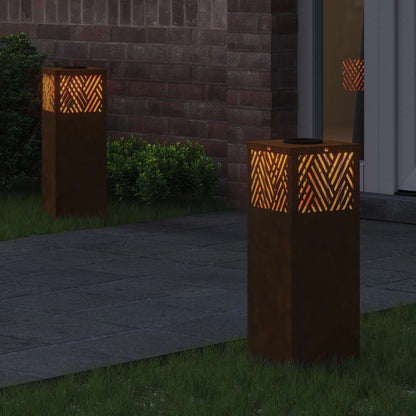 vidaXL Solar LED Pathway Light 2 pcs Bronze Weathering Steel