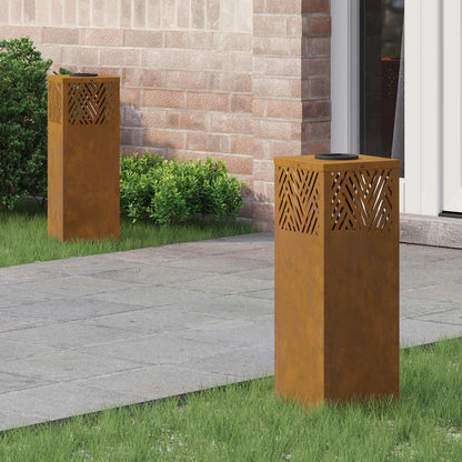 vidaXL Solar LED Pathway Light 2 pcs Bronze Weathering Steel