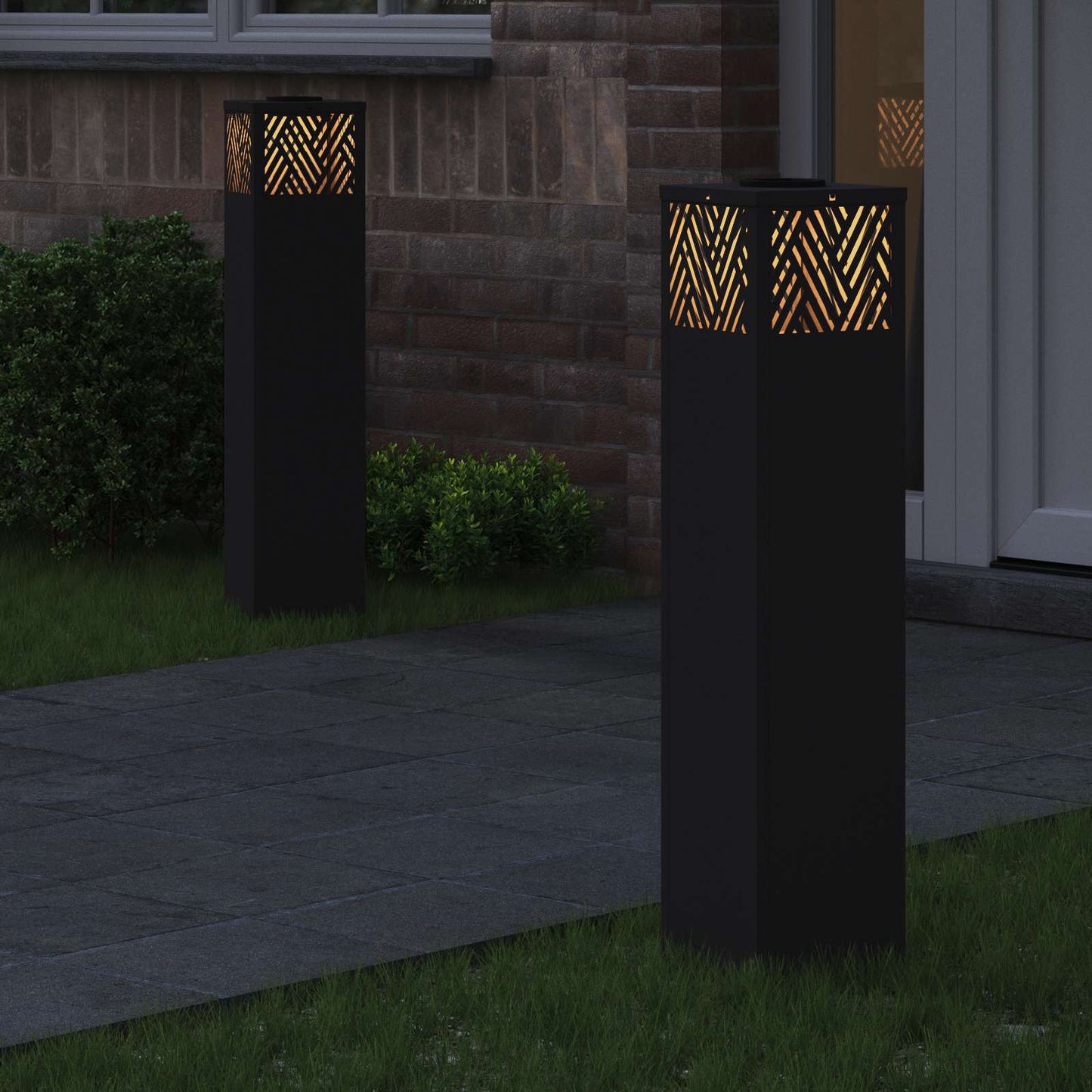 vidaXL Solar LED Pathway Light 2 pcs Black Cold Rolled Steel
