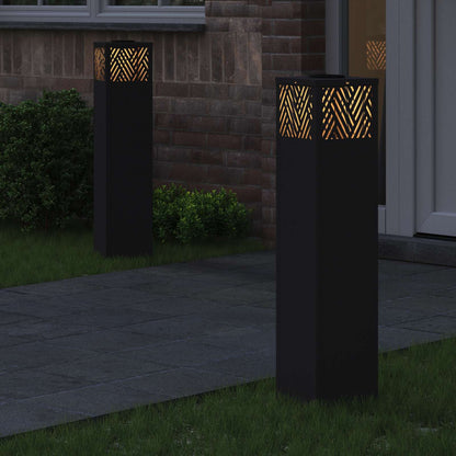 vidaXL Solar LED Pathway Light 2 pcs Black Cold Rolled Steel