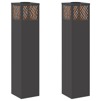 vidaXL Solar LED Pathway Light 2 pcs Black Cold Rolled Steel