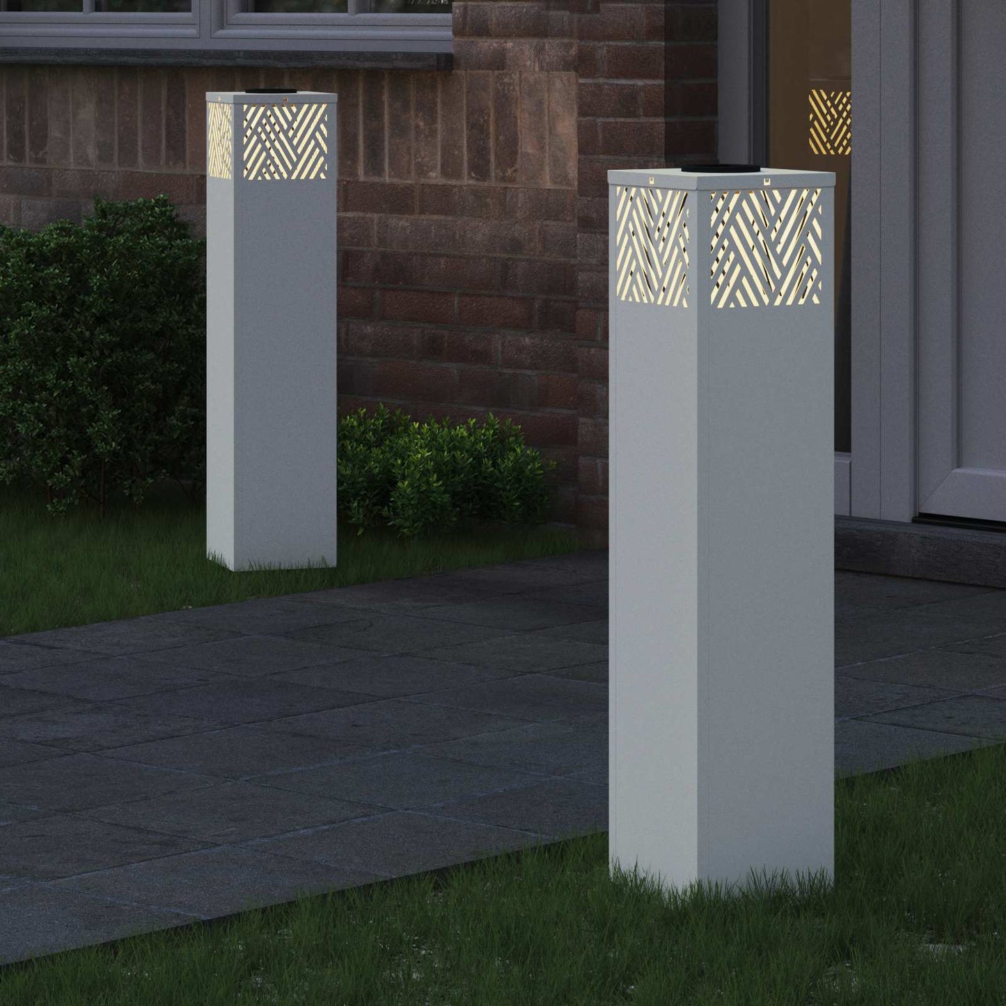 vidaXL Solar LED Pathway Light 2 pcs White Cold Rolled Steel