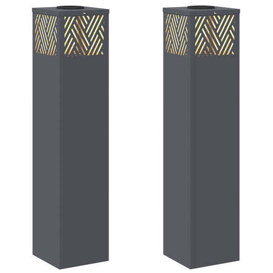 vidaXL Solar LED Pathway Light 2 pcs Anthracite Cold Rolled Steel