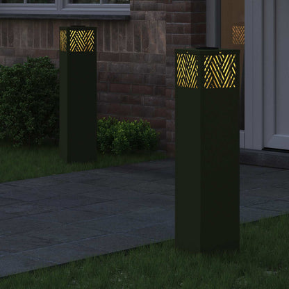 vidaXL Solar LED Pathway Light 2 pcs Olive Green Cold Rolled Steel