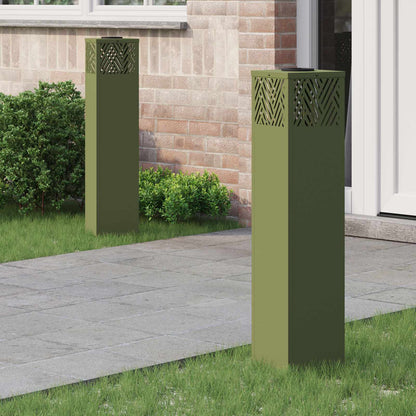 vidaXL Solar LED Pathway Light 2 pcs Olive Green Cold Rolled Steel