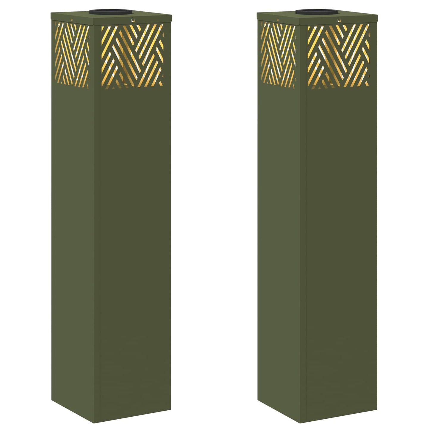 vidaXL Solar LED Pathway Light 2 pcs Olive Green Cold Rolled Steel