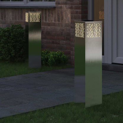 vidaXL Solar LED Pathway Light 2 pcs Silver Stainless Steel
