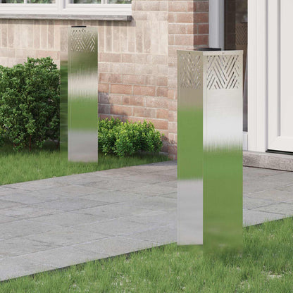 vidaXL Solar LED Pathway Light 2 pcs Silver Stainless Steel