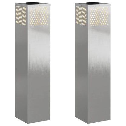 vidaXL Solar LED Pathway Light 2 pcs Silver Stainless Steel