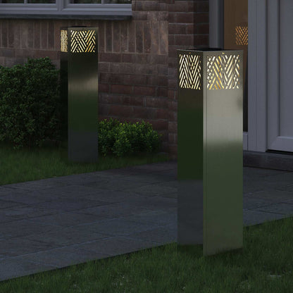 vidaXL Solar LED Pathway Light 2 pcs Silver Galvanized