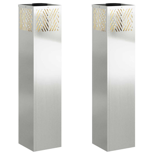 vidaXL Solar LED Pathway Light 2 pcs Silver Galvanized