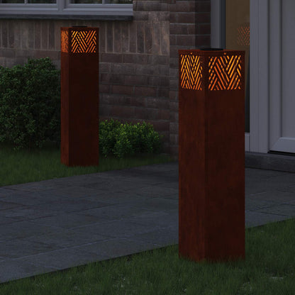 vidaXL Solar LED Pathway Light 2 pcs Bronze Weathering Steel