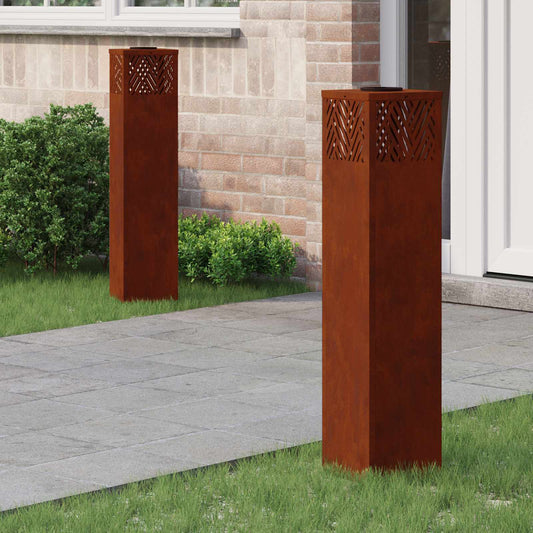 vidaXL Solar LED Pathway Light 2 pcs Bronze Weathering Steel