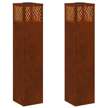 vidaXL Solar LED Pathway Light 2 pcs Bronze Weathering Steel