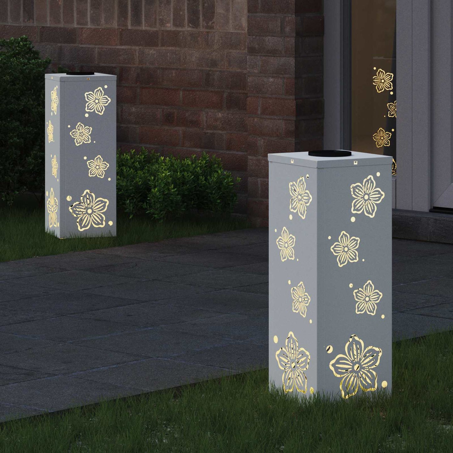 vidaXL Solar LED Pathway Light 2 pcs White Cold Rolled Steel