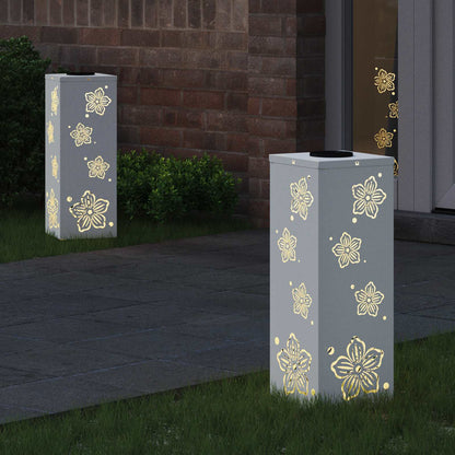 vidaXL Solar LED Pathway Light 2 pcs White Cold Rolled Steel