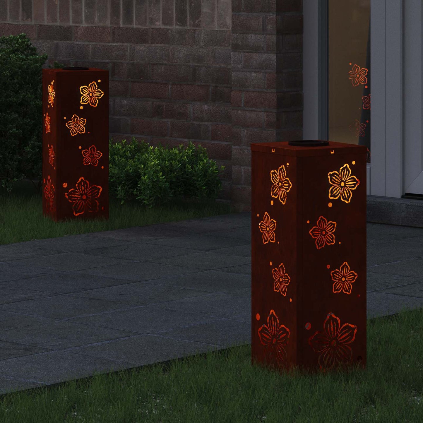 vidaXL Solar LED Pathway Light 2 pcs Rusty Weathering Steel