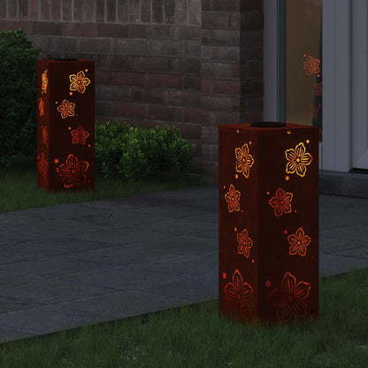 vidaXL Solar LED Pathway Light 2 pcs Rusty Weathering Steel