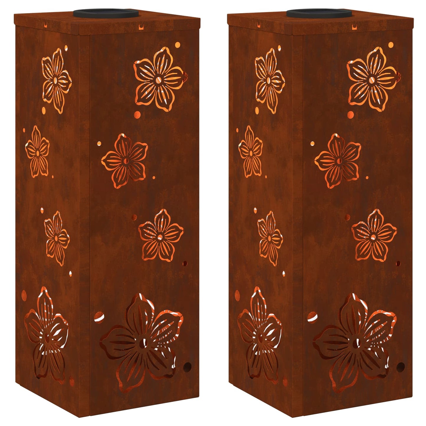 vidaXL Solar LED Pathway Light 2 pcs Rusty Weathering Steel
