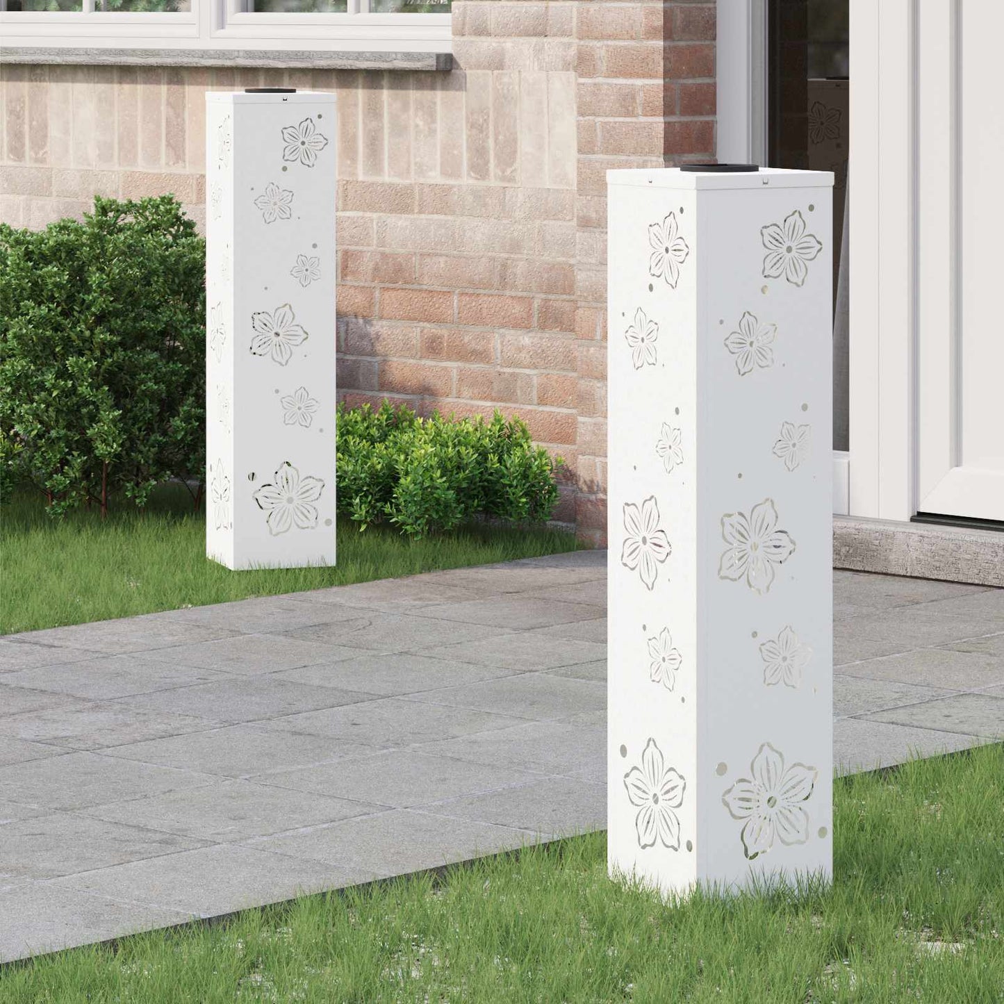 vidaXL Solar LED Pathway Light 2 pcs White Cold Rolled Steel