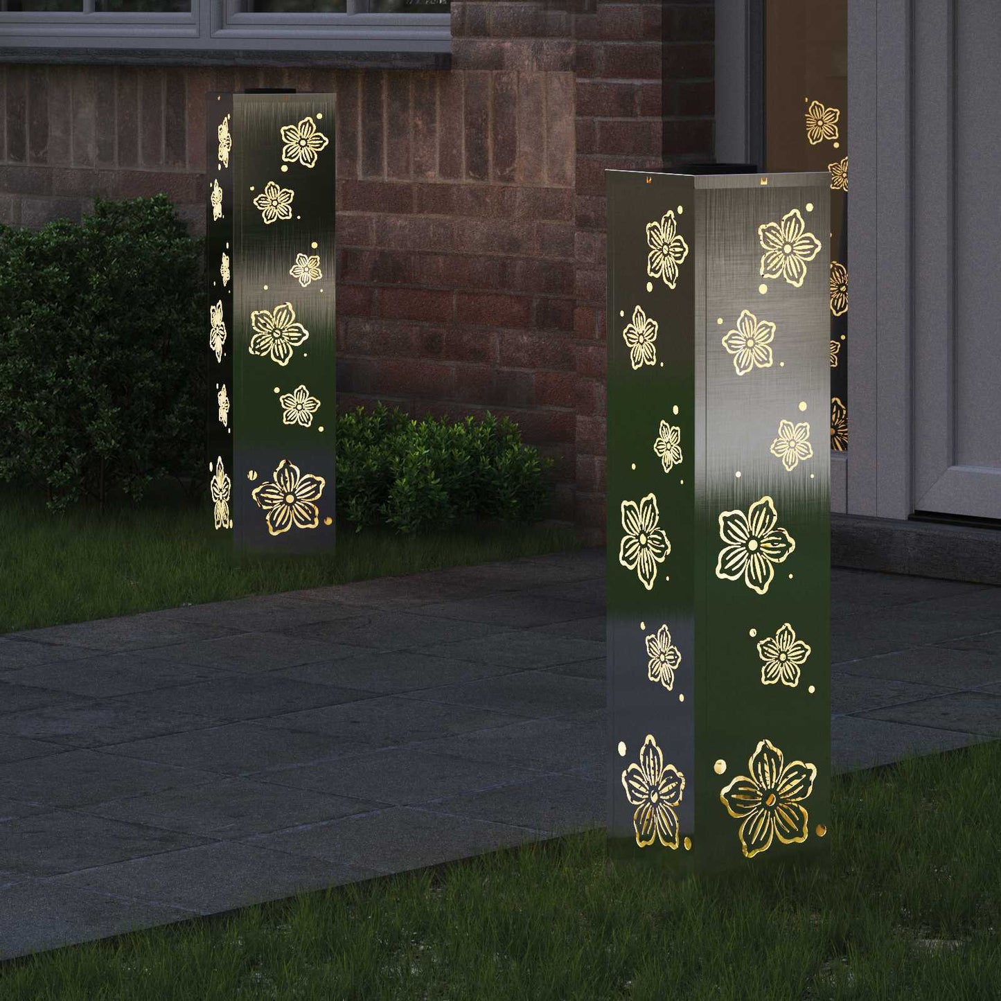 vidaXL Solar LED Pathway Light 2 pcs Silver Stainless Steel