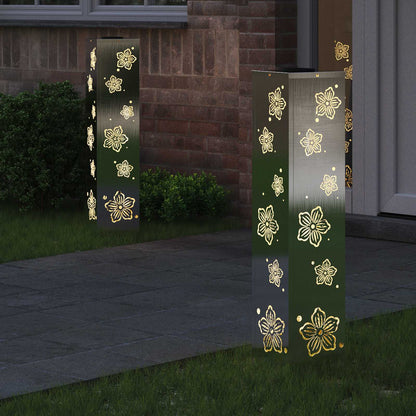 vidaXL Solar LED Pathway Light 2 pcs Silver Stainless Steel