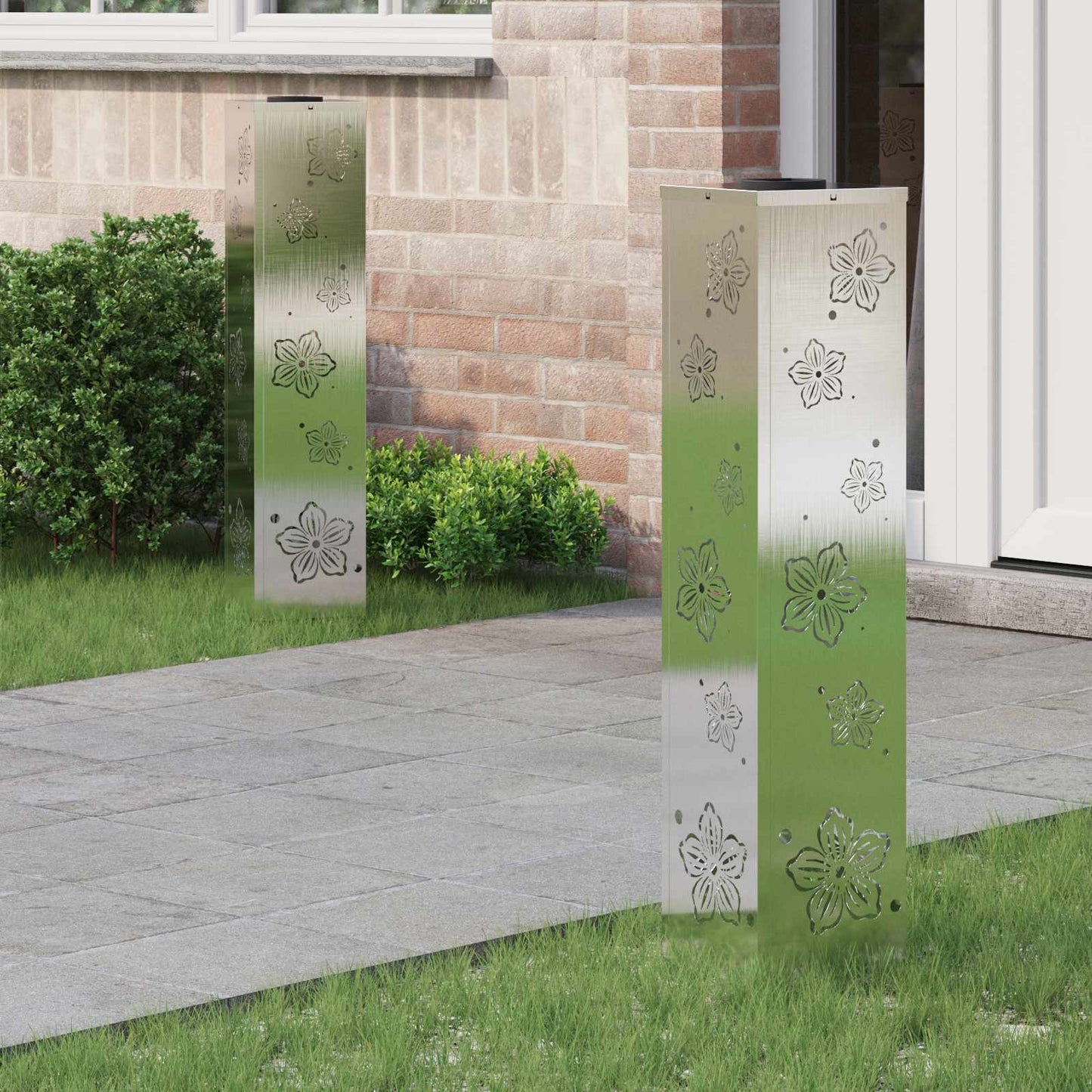 vidaXL Solar LED Pathway Light 2 pcs Silver Stainless Steel