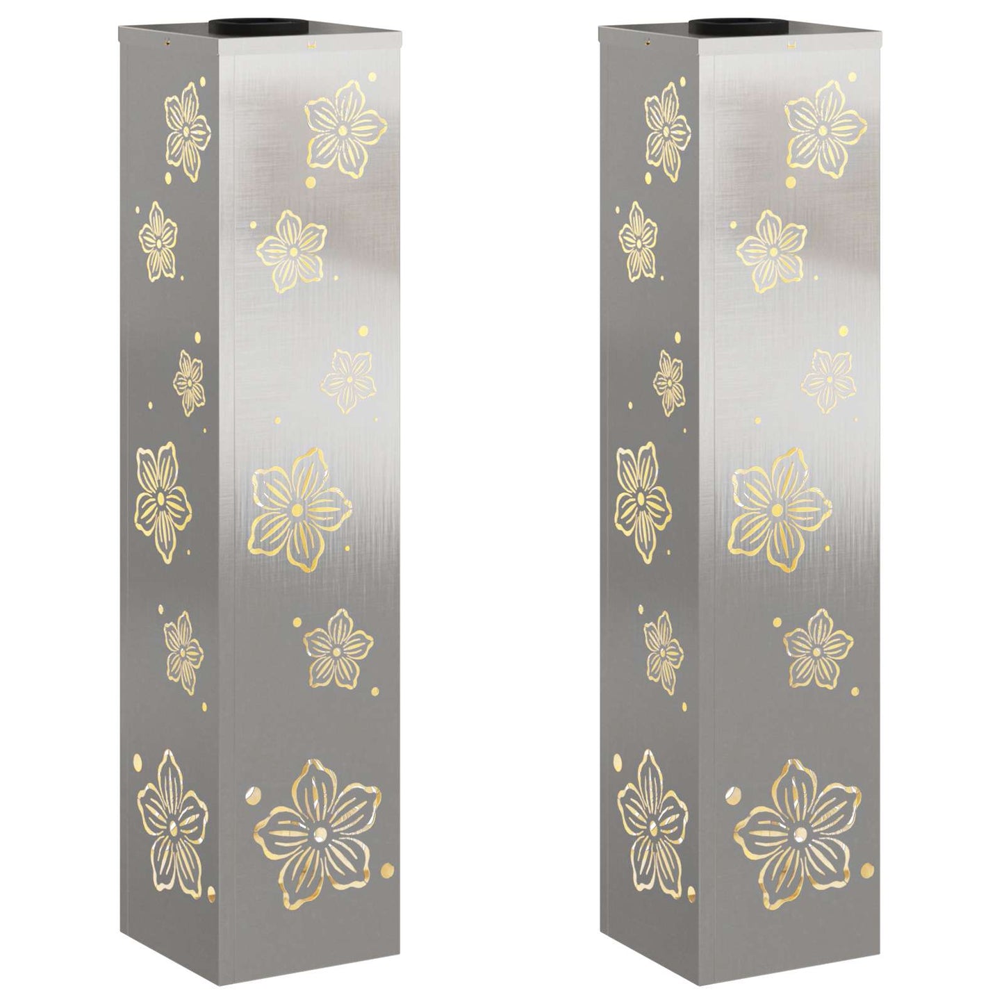 vidaXL Solar LED Pathway Light 2 pcs Silver Stainless Steel