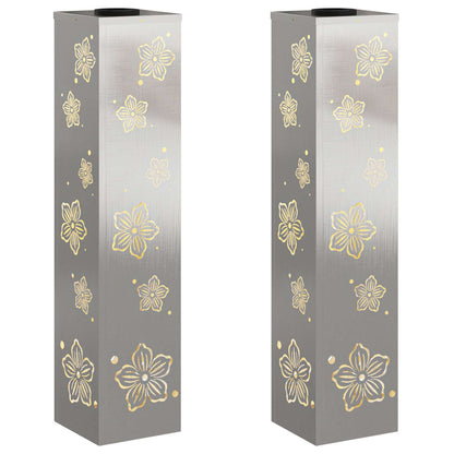 vidaXL Solar LED Pathway Light 2 pcs Silver Stainless Steel