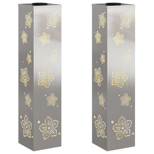 vidaXL Solar LED Pathway Light 2 pcs Silver Stainless Steel