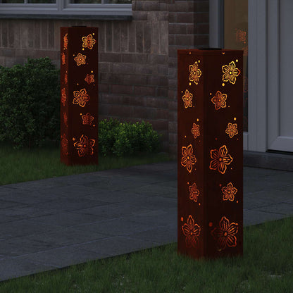 vidaXL Solar LED Pathway Light 2 pcs Rusty Weathering Steel