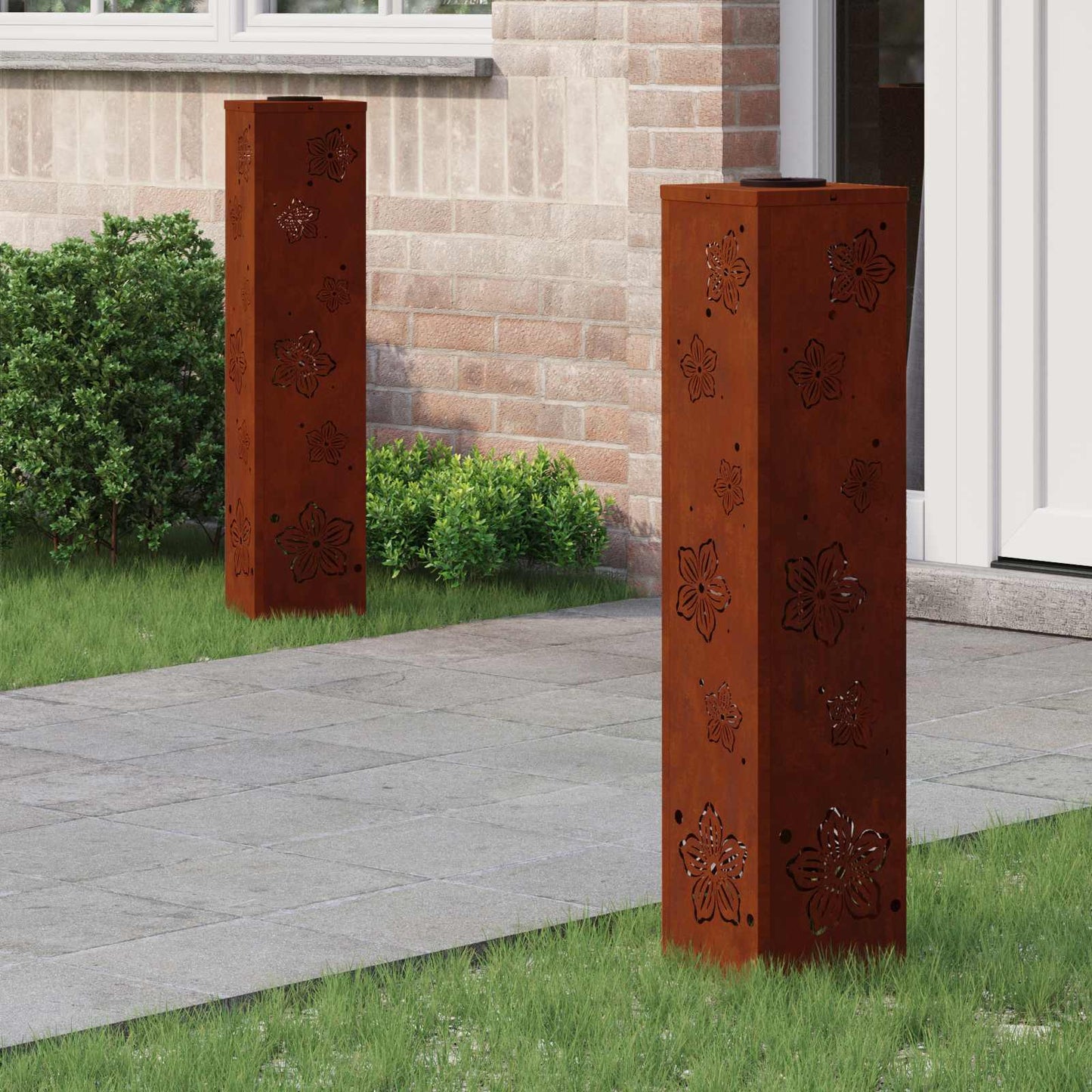 vidaXL Solar LED Pathway Light 2 pcs Rusty Weathering Steel