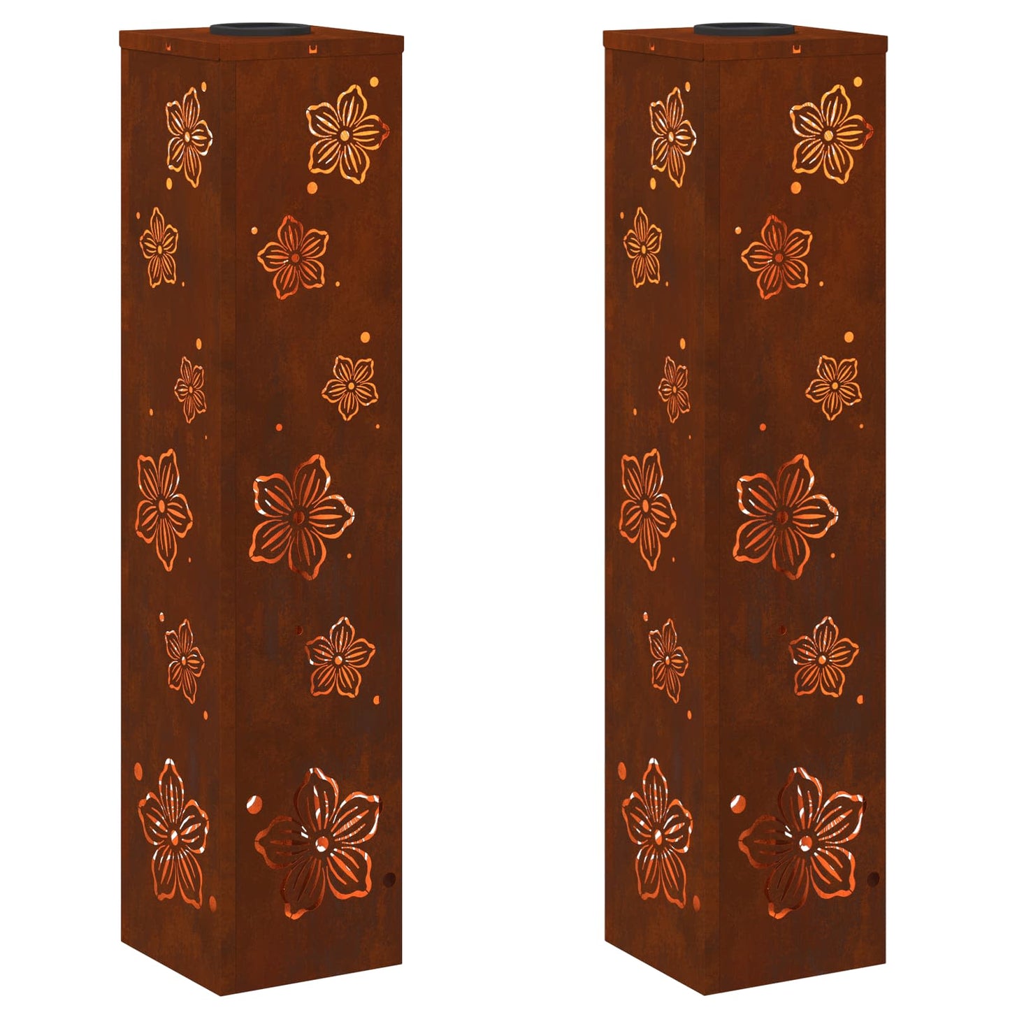 vidaXL Solar LED Pathway Light 2 pcs Rusty Weathering Steel