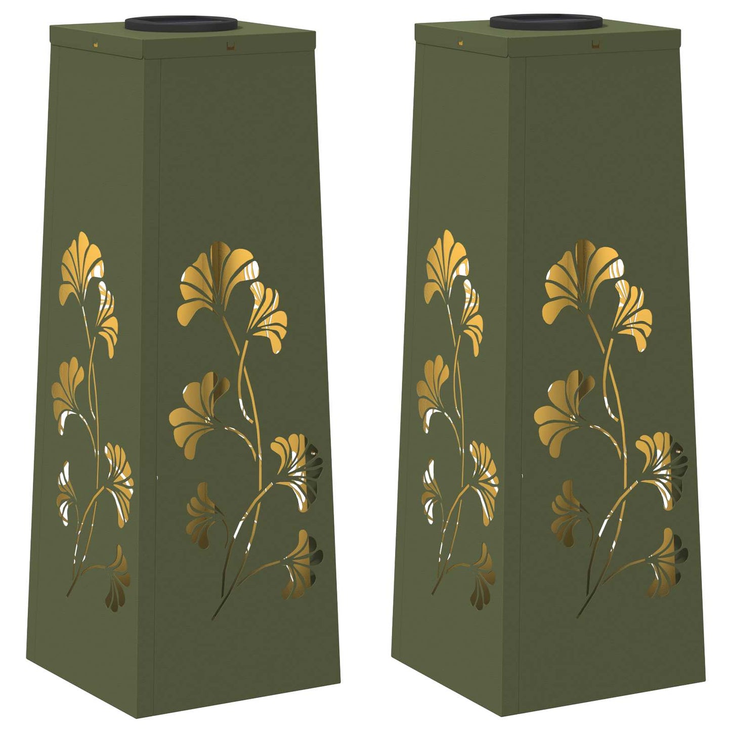 vidaXL Solar LED Pathway Light 2 pcs Olive Green Cold Rolled Steel