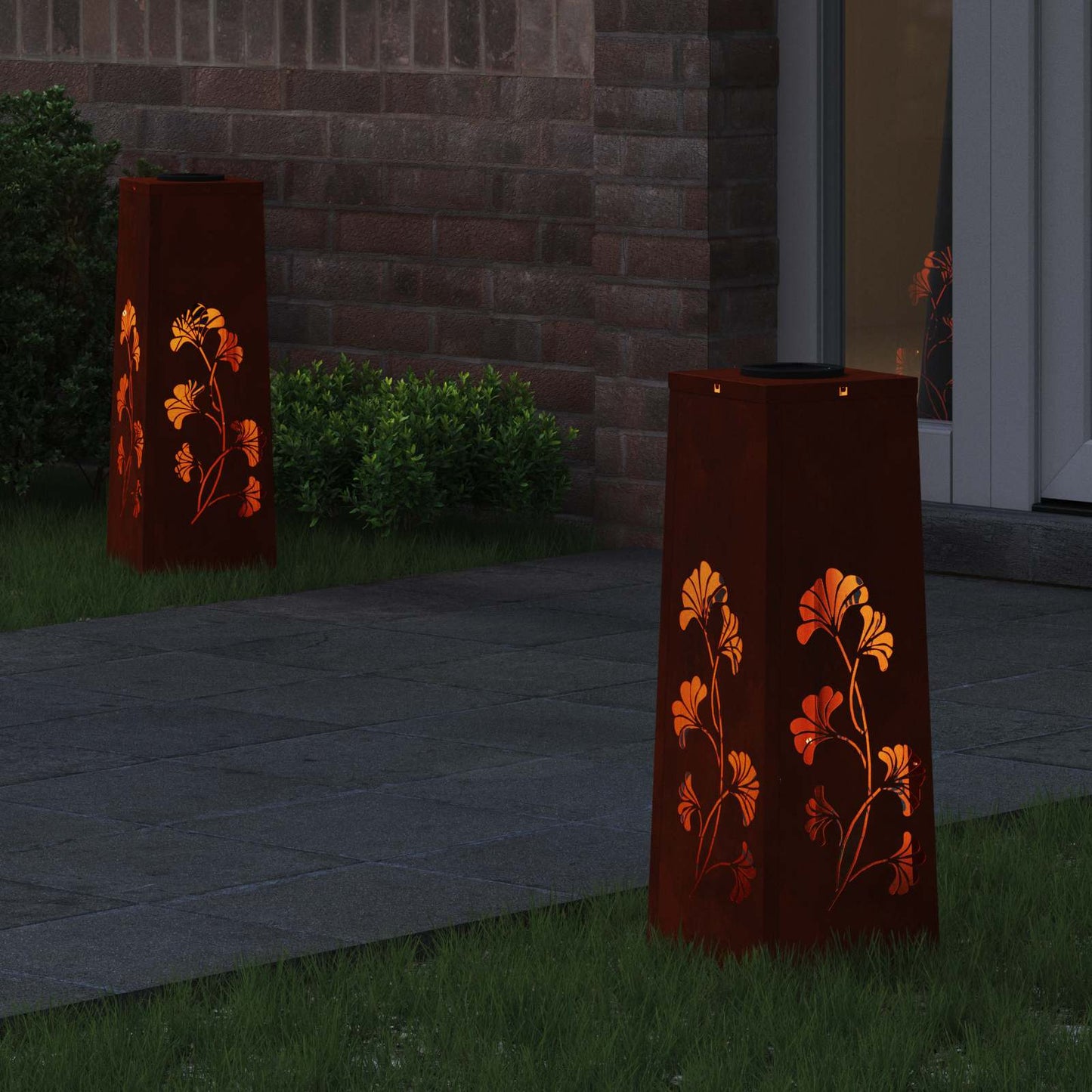 vidaXL Solar LED Pathway Light 2 pcs Rusty Weathering Steel