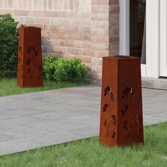 vidaXL Solar LED Pathway Light 2 pcs Rusty Weathering Steel