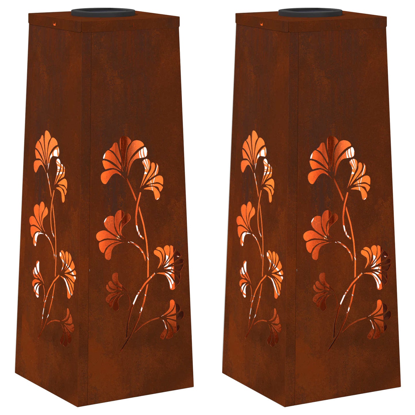 vidaXL Solar LED Pathway Light 2 pcs Rusty Weathering Steel