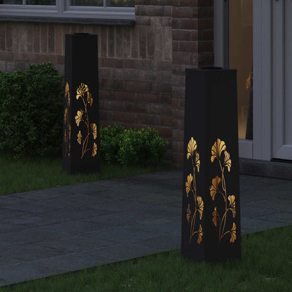 vidaXL Solar LED Pathway Light 2 pcs Black Cold Rolled Steel