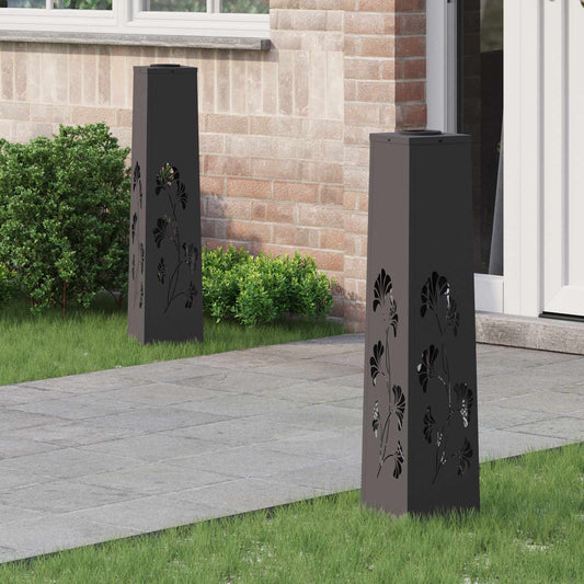 vidaXL Solar LED Pathway Light 2 pcs Black Cold Rolled Steel