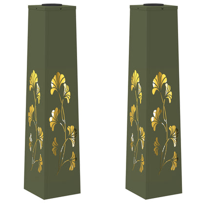 vidaXL Solar LED Pathway Light 2 pcs Olive Green Cold Rolled Steel