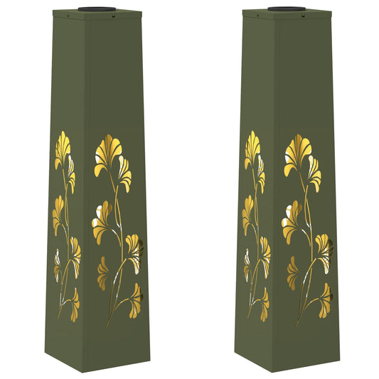 vidaXL Solar LED Pathway Light 2 pcs Olive Green Cold Rolled Steel
